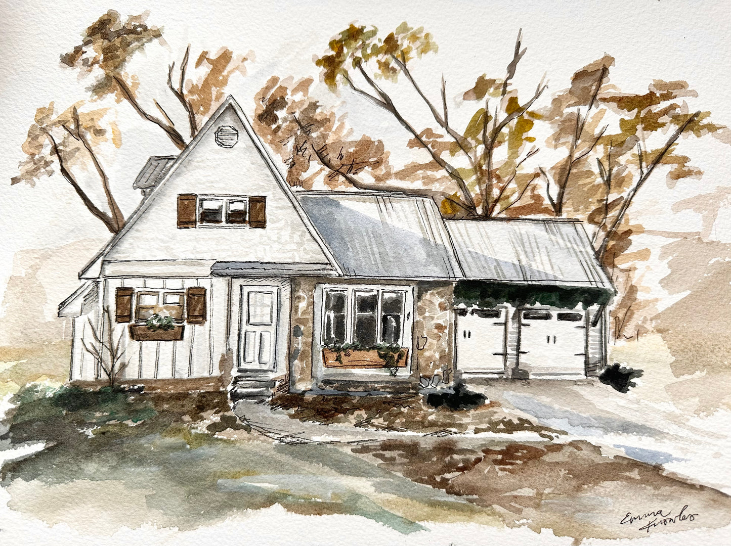 Watercolor House Portrait Commission